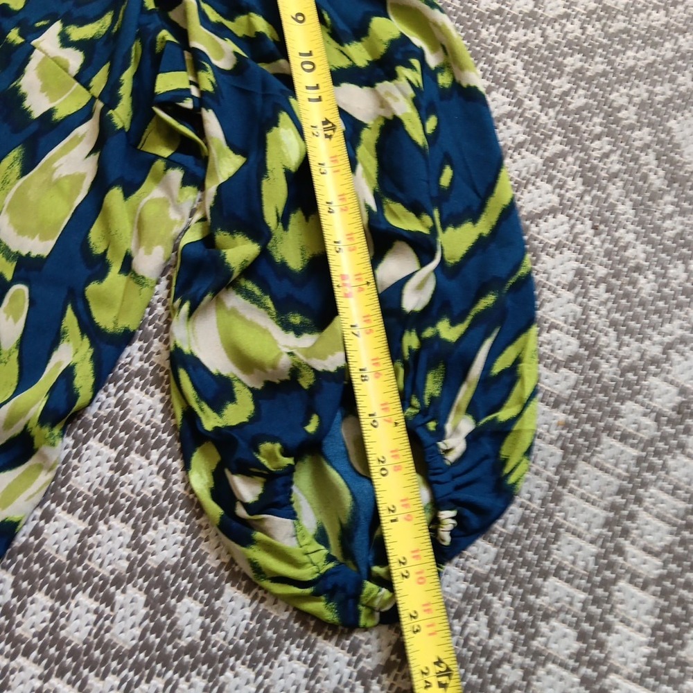 Bellisima by Kim Gravel Tunic Womens Plus 3X Green Blue Flowing Geometric Career - Picture 10 of 12